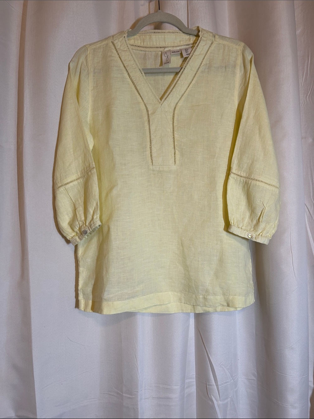 Joie Light Yellow Linen V-Neck Tunic